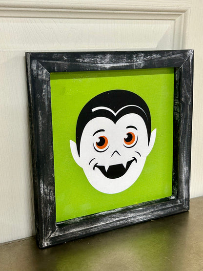 8 Inch Square Wood Halloween Sign Three Styles