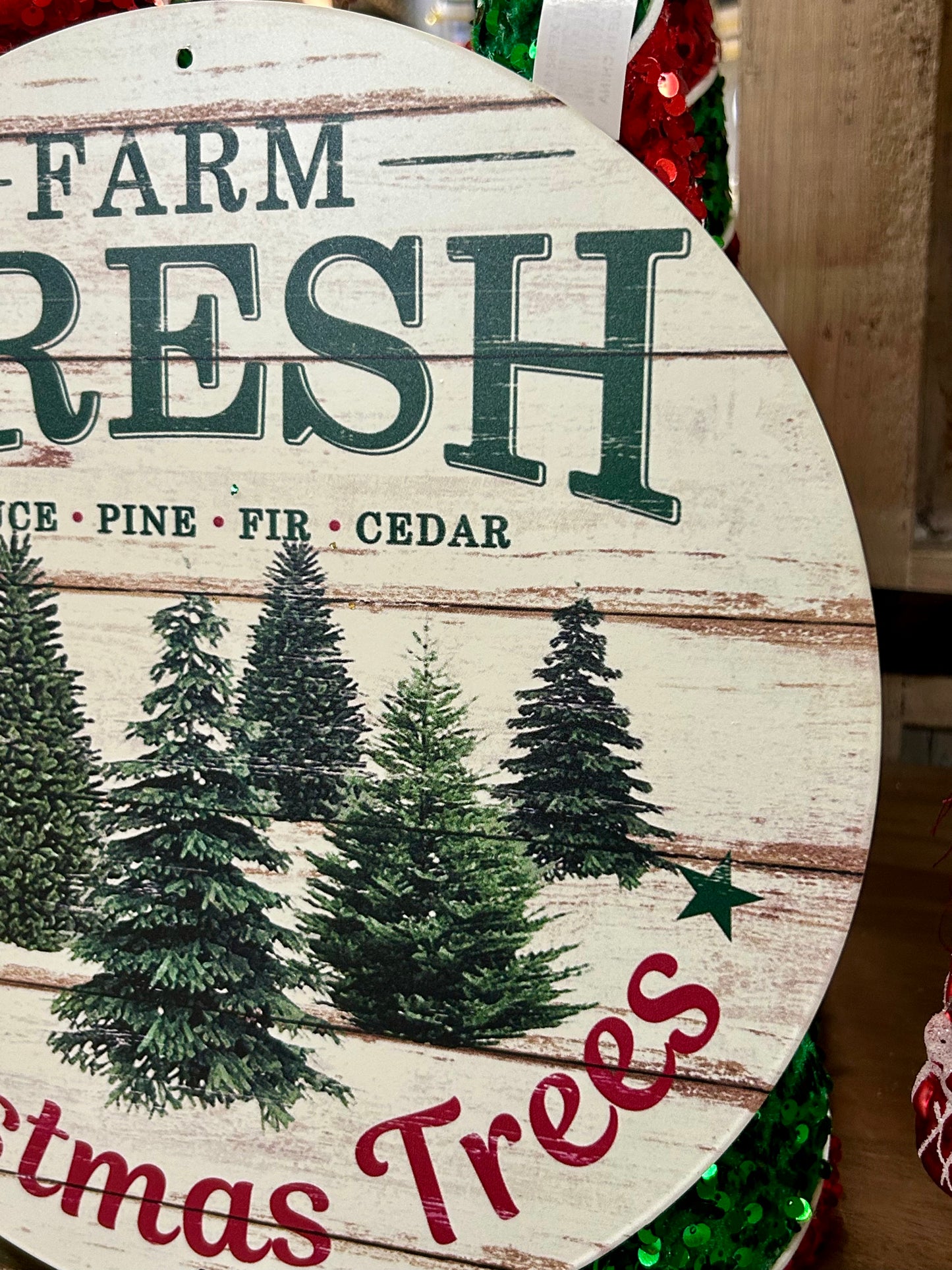 12 Inch Farm Fresh Christmas Trees Metal Sign