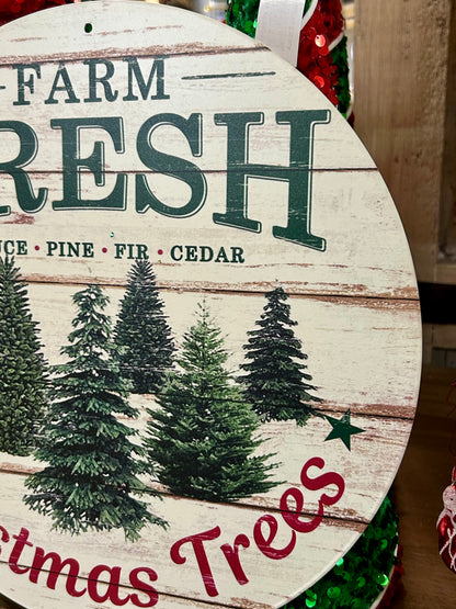 12 Inch Farm Fresh Christmas Trees Metal Sign