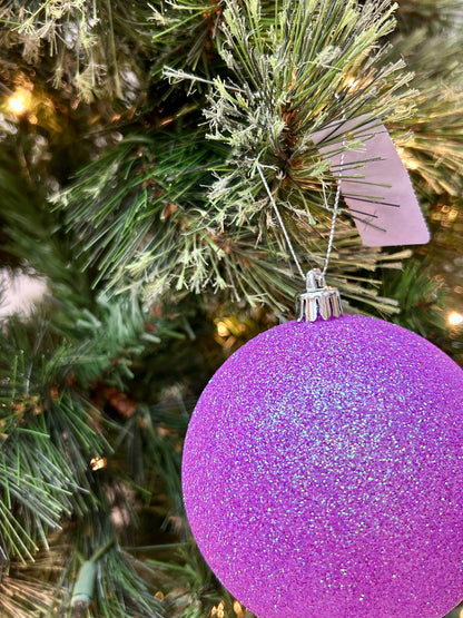 4 Inch Lavender Iridescent Glitter Ornament Ball