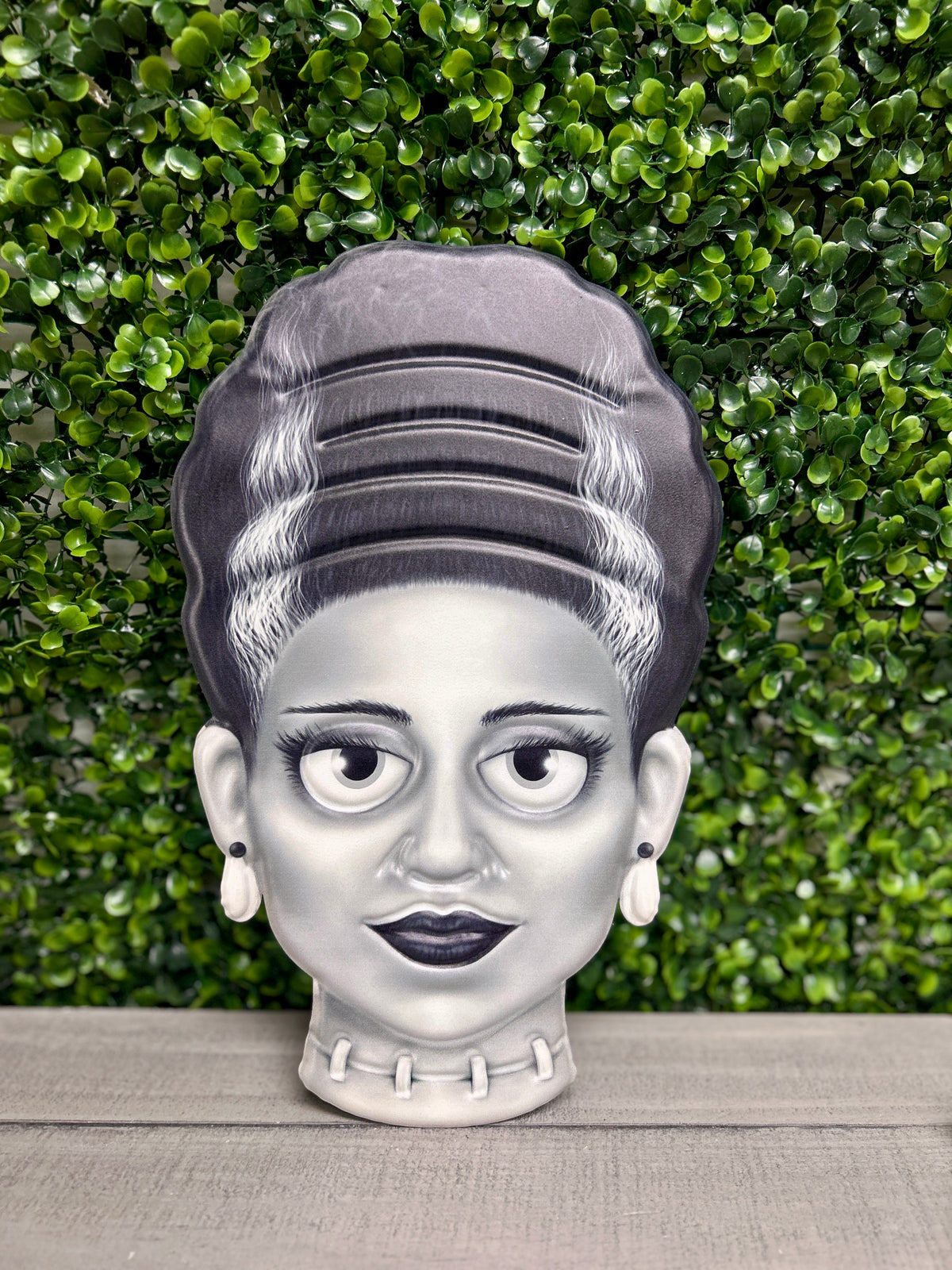 12.5 Inch Black And White Mrs. Frankenstein Metal Sign