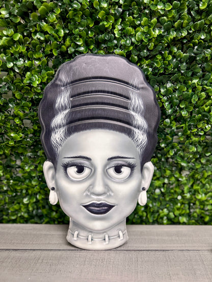 12.5 Inch Black And White Mrs. Frankenstein Metal Sign