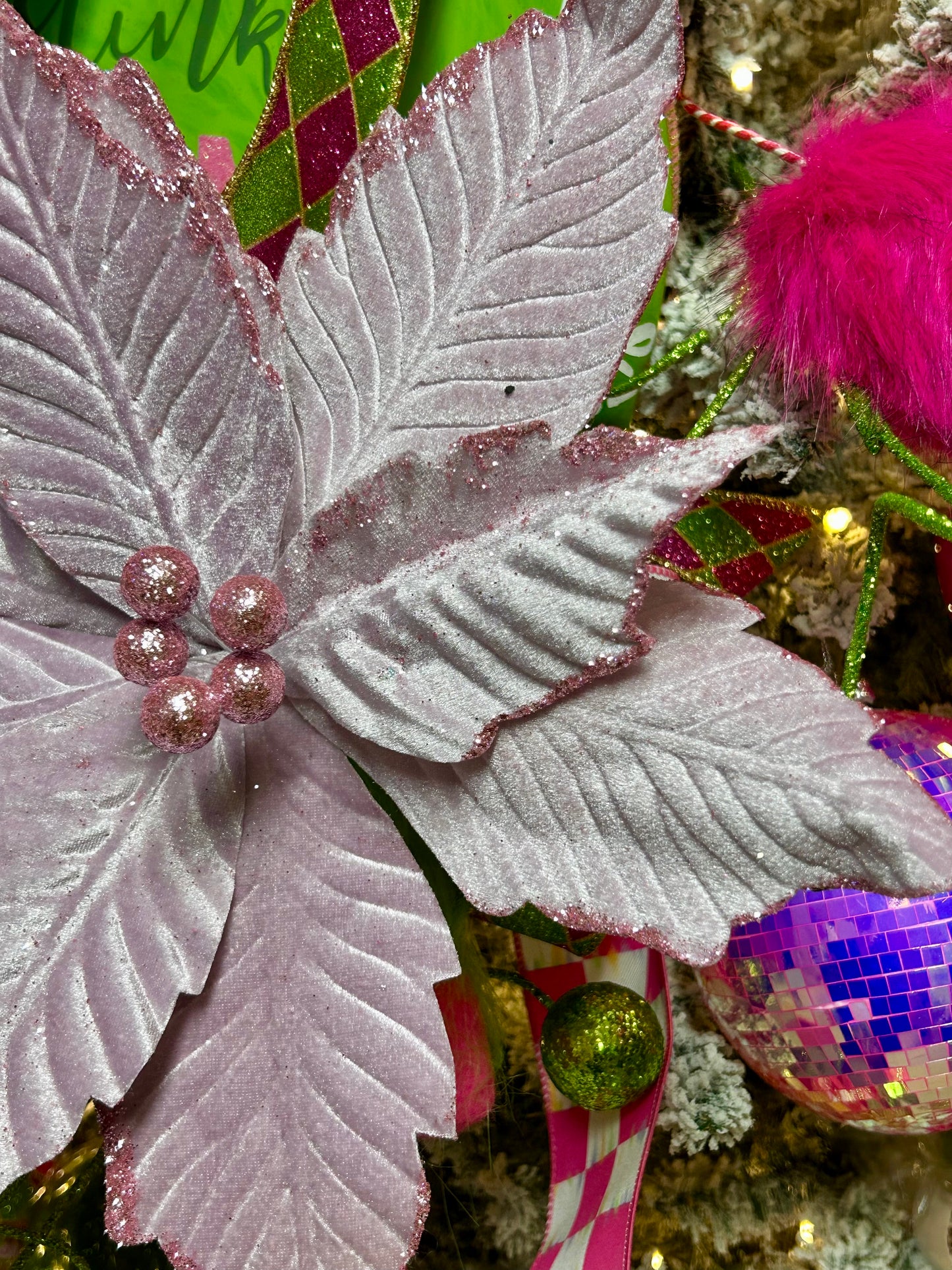 12.5 Inch Lavender Velvet Poinsettia