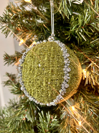 4 Inch Green Diamond Yarn Ball Ornament