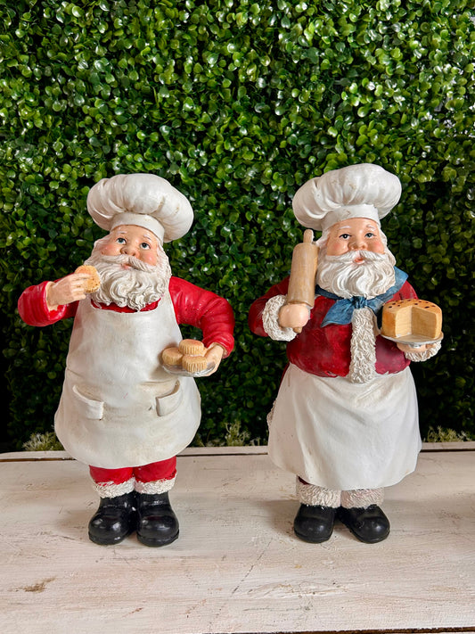12 Inch Resin Holiday Chef Santa Figurine Two Styles