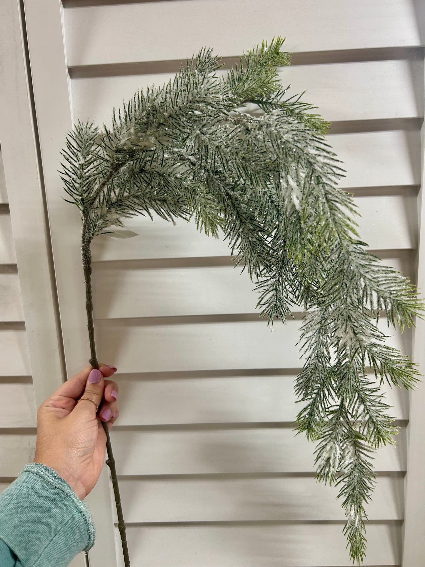 46 Inch White And Green Snow Pine Spray