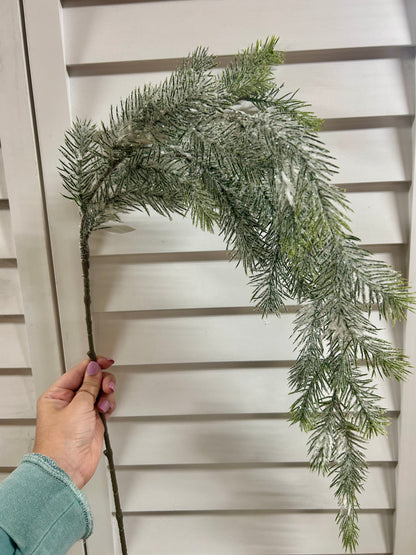 46 Inch White And Green Snow Pine Spray