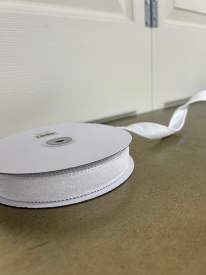 7/8 Inch By 10 Yard White Deluxe Velvet With Satin Backing Ribbon