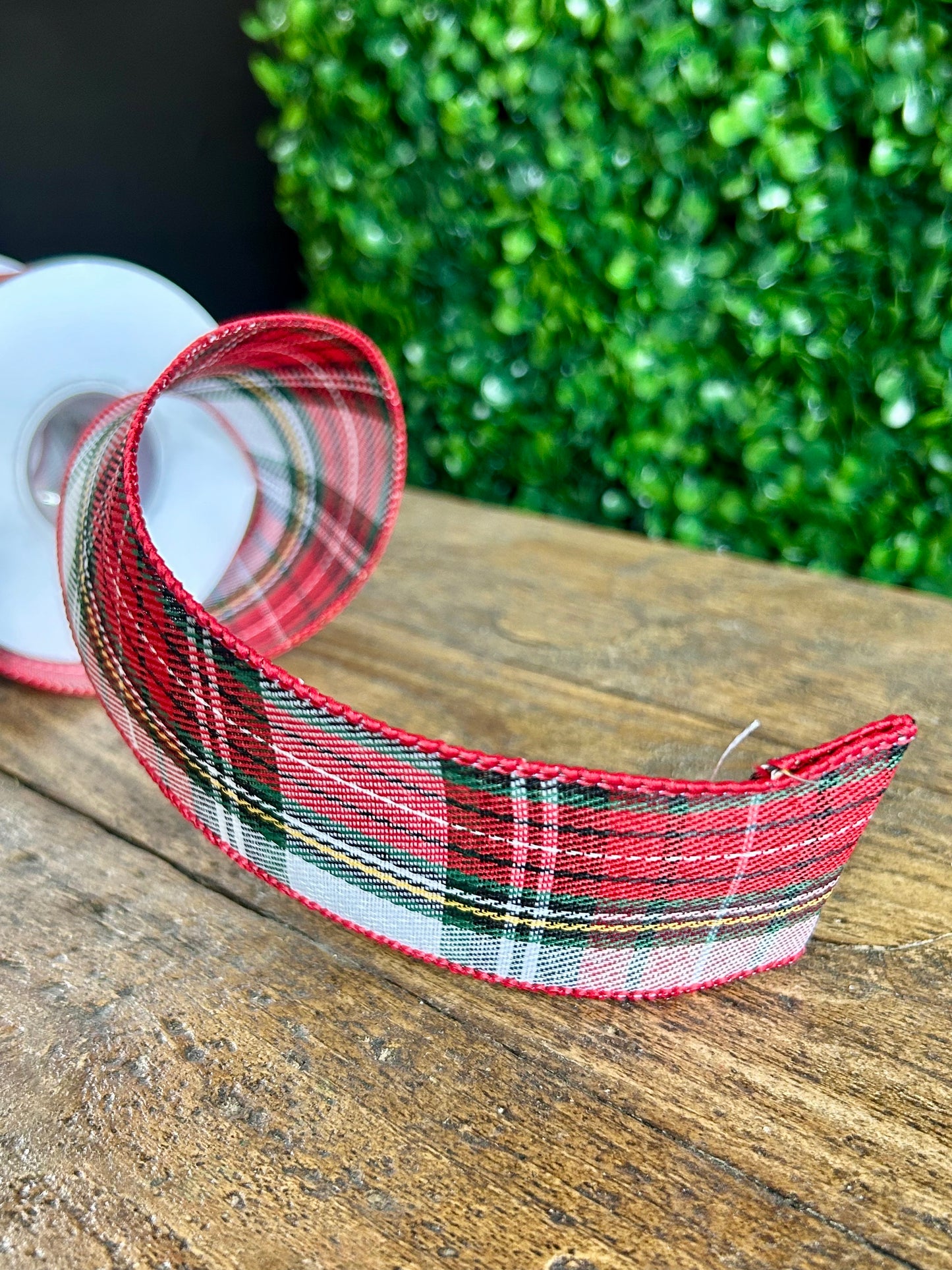 2.5 Inch By 10 Yard Spearmint Plaid Classic Twill Ribbon