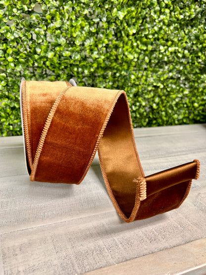 2.5 Inch By 10 Yard Chocolate Deluxe Velvet With Satin Backing Ribbon