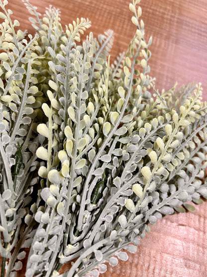15 Inch Frosted Sage Green Bead Grass Bush
