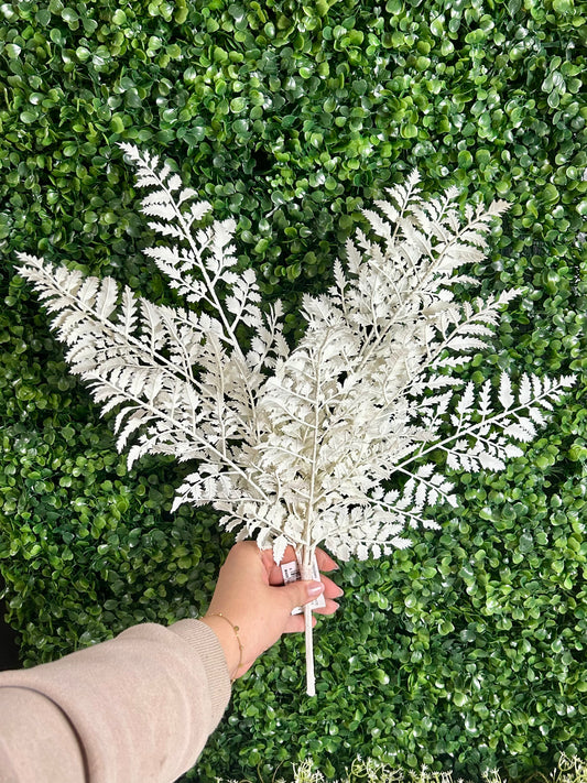 17 Inch White Forest Fern Bush