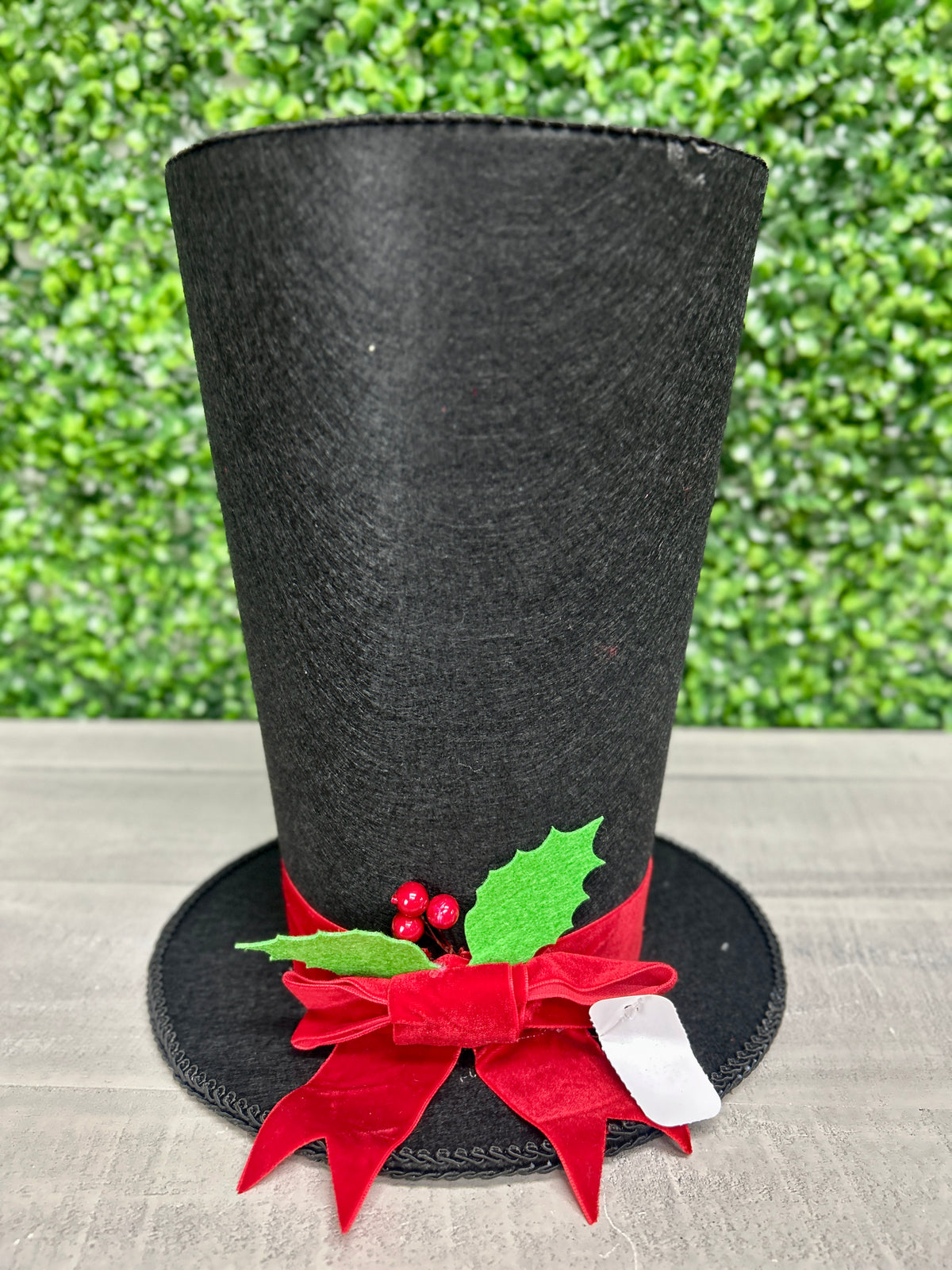 11 Inch Black Holly Bow Top Hat