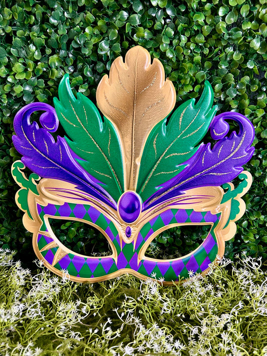 12 Inch Mardi Gras Glitter Harlequin Mask Sign