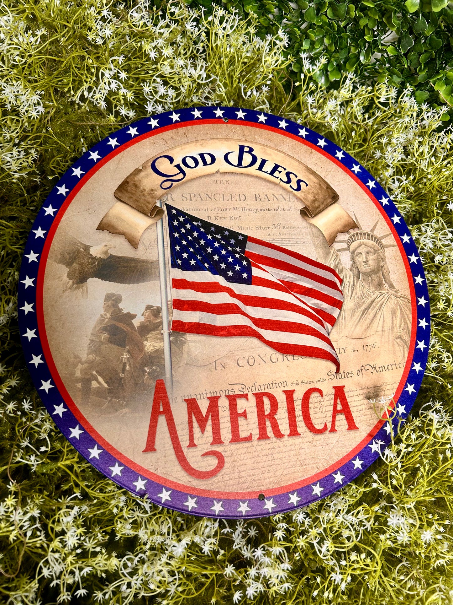 12 Inch Vintage God Bless America Sign