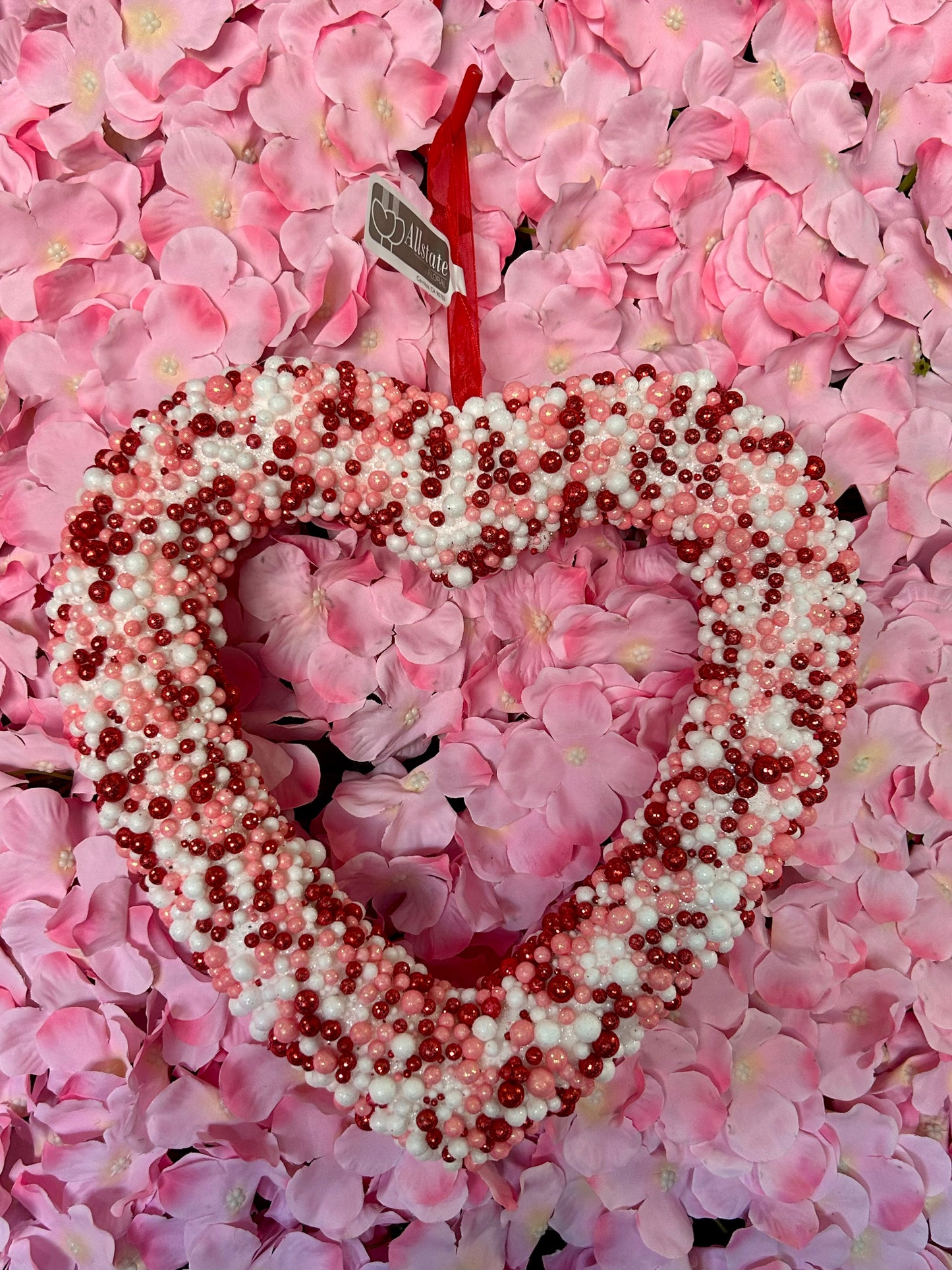 9.5 Inch White Pink And Red Glittered Heart Ornament