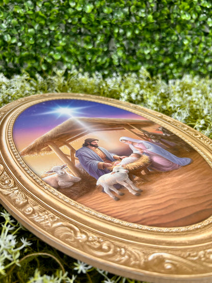 13 Inch Tan And Brown Holy Family Nativity Wood Sign