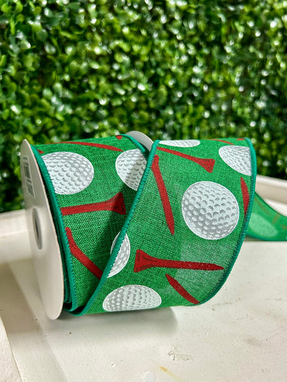 2.5 Inch By 10 Yard Emerald Golf Balls On Royal Ribbon