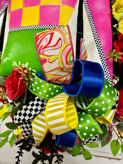 Pre-Made Pink And Green Derby Jockey Shirt Wreath By Caela With Sweet Girl Designs