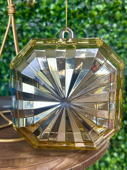 5 Inch Gold Acrylic Square Diamond Ornament