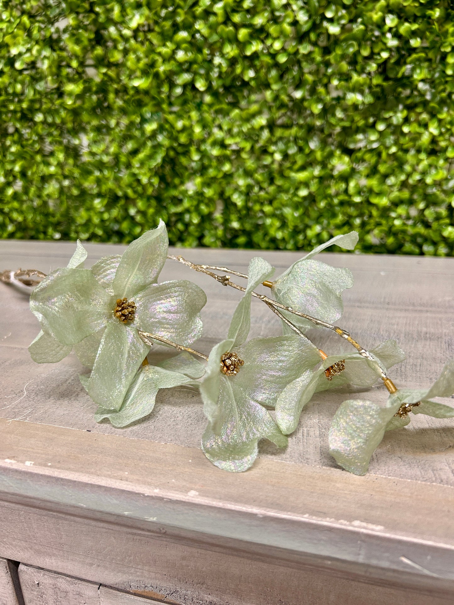 33.5 Inch Mint Green Shimmer Dogwood Spray