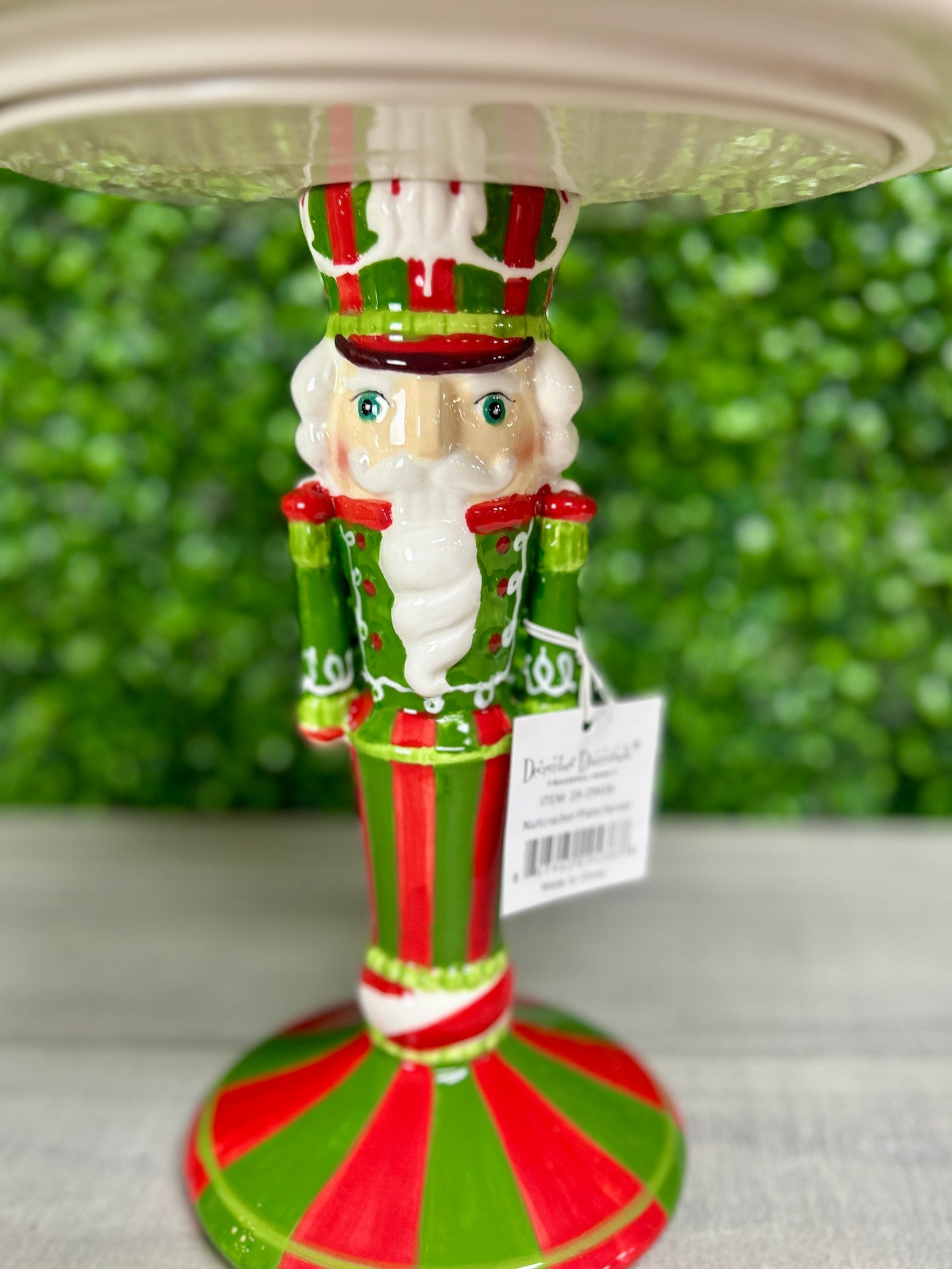 10 Inch Red And Green Ceramic Nutcracker Plate Server