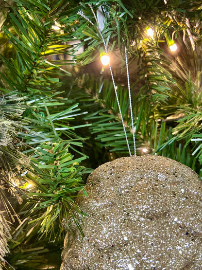9 Inch Champagne Hanging Glitter Pinecone Ornament