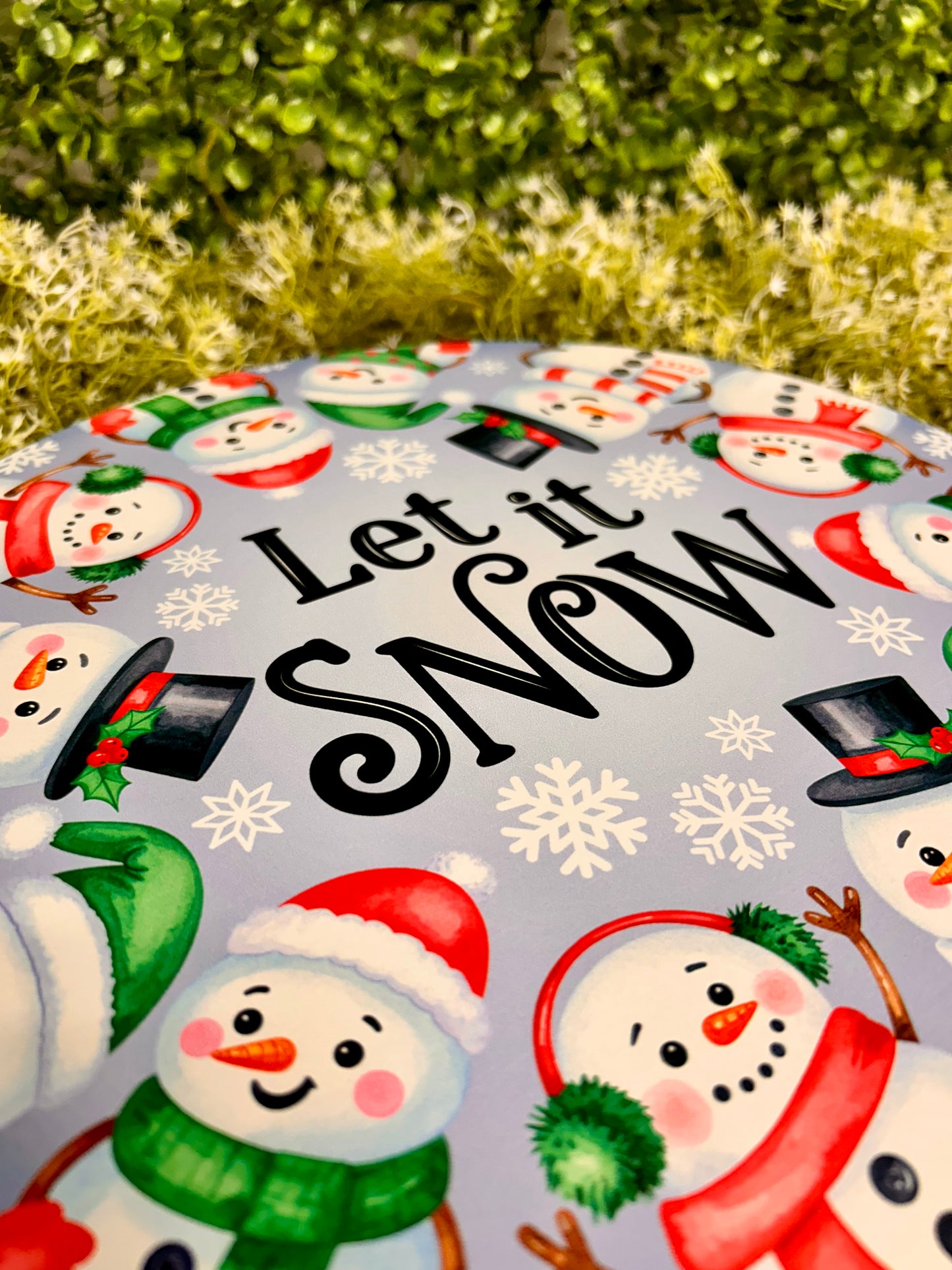 12 Inch Blue Red And Emerald Let It Snow With Snowmen Metal Sign