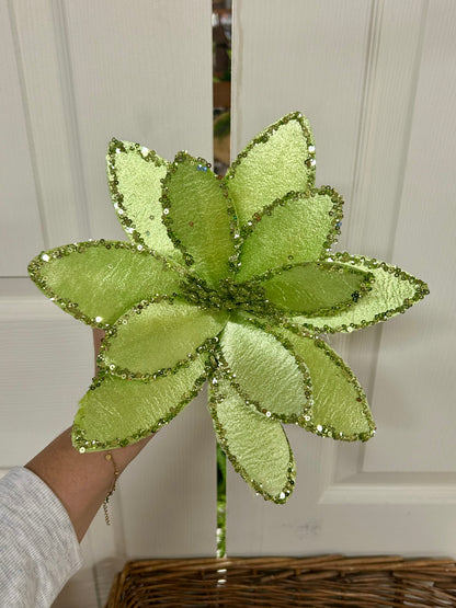 20 Inch Lime Green Satin Glitter Poinsettia