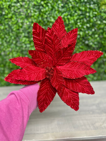 20.5 Inch Cranberry Poinsettia Stem