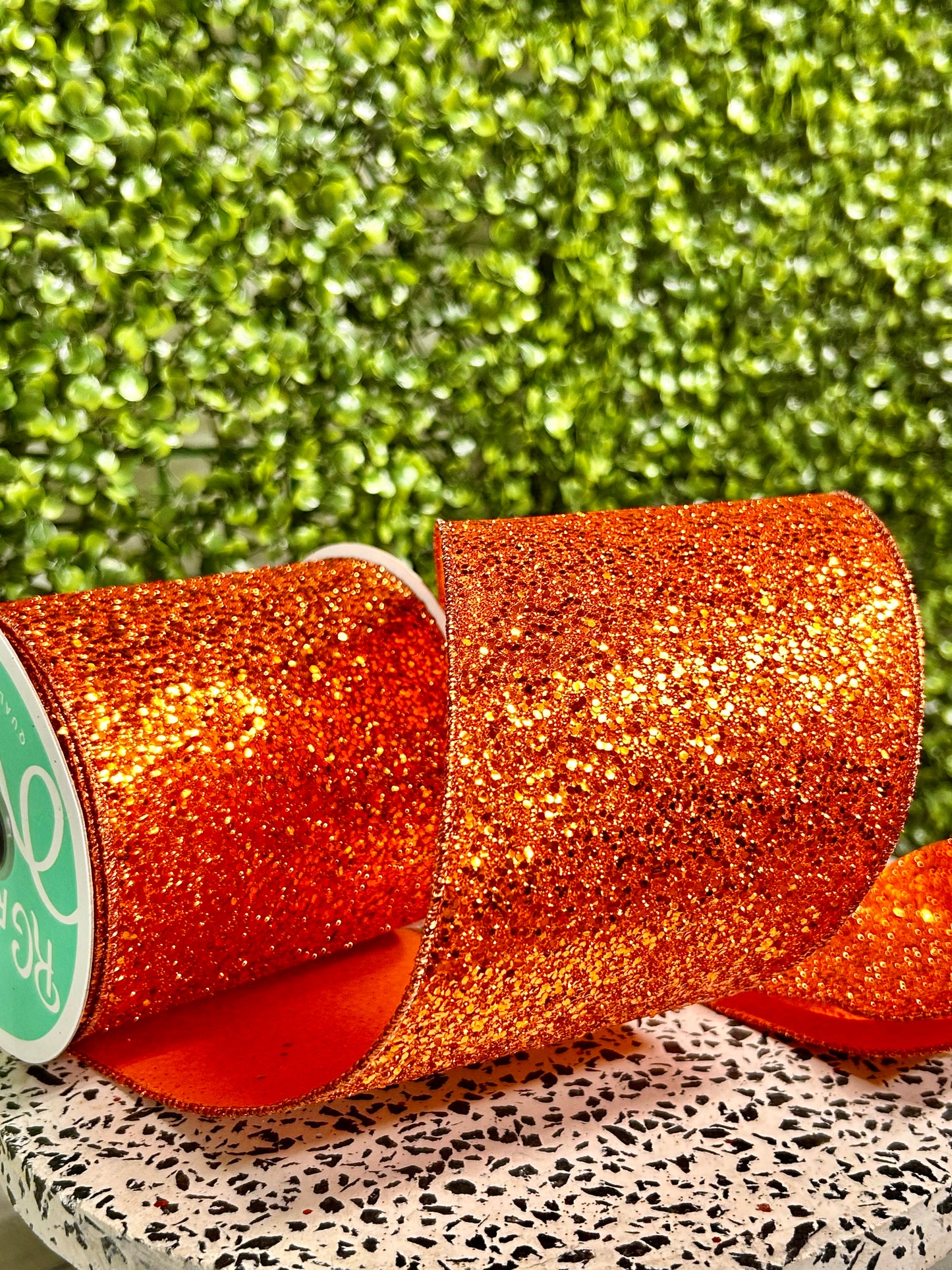 4 Inch By 10 Yard Orange Large Glitter