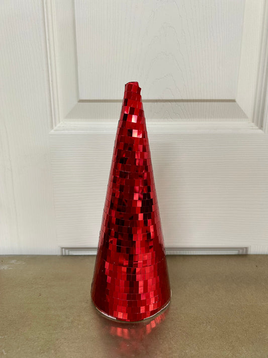 11.5 Inch Red Mirror Cone Tree