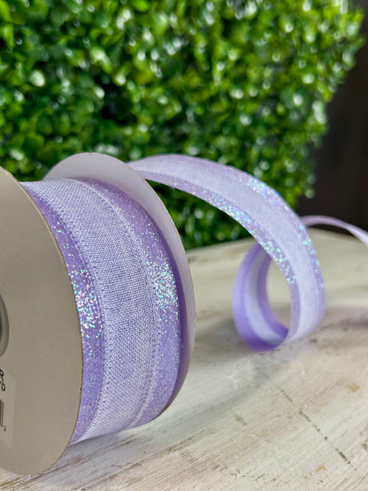 1.5 Inch By 10 Yard Light Lavender Iridescent Royal Burlap Glitter Ribbon