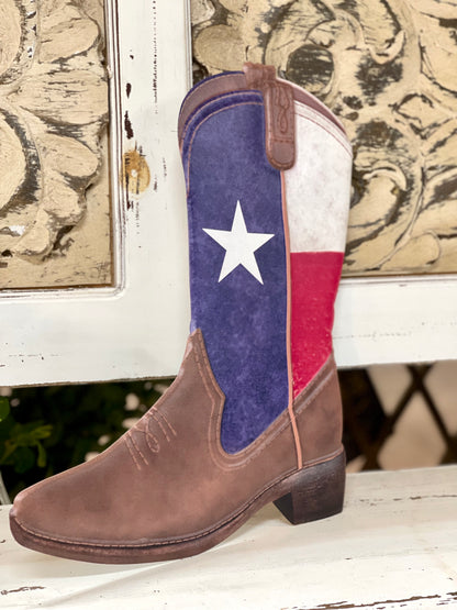 Metal Texas Flag Cowboy Boot Sign