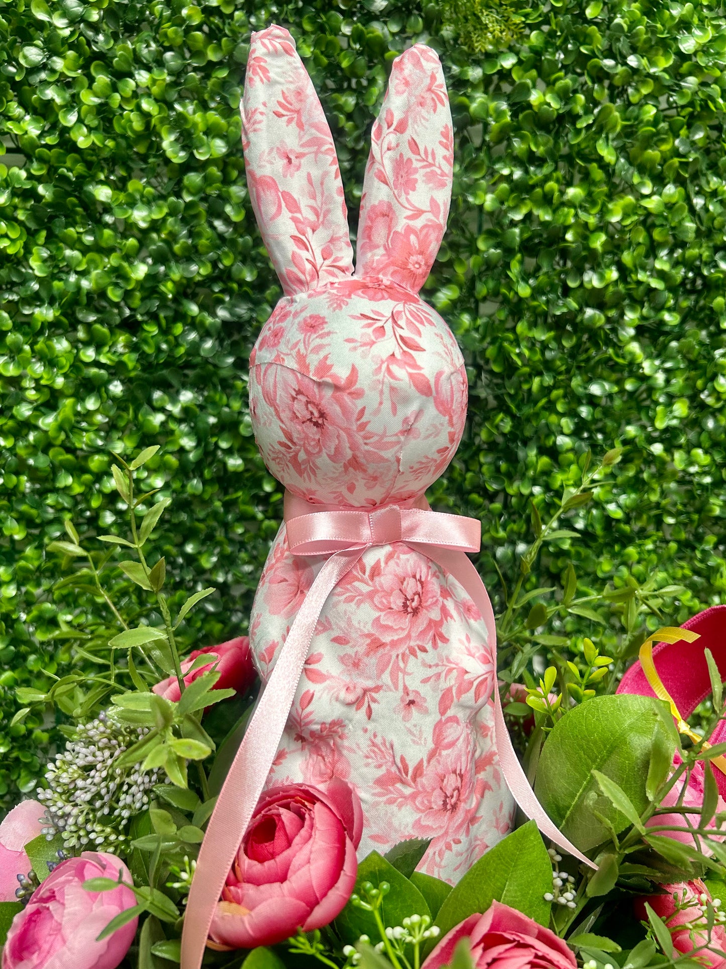Pink And White Floral Bunny Arrangement By Angela At Barrel Of Wreaths Designs