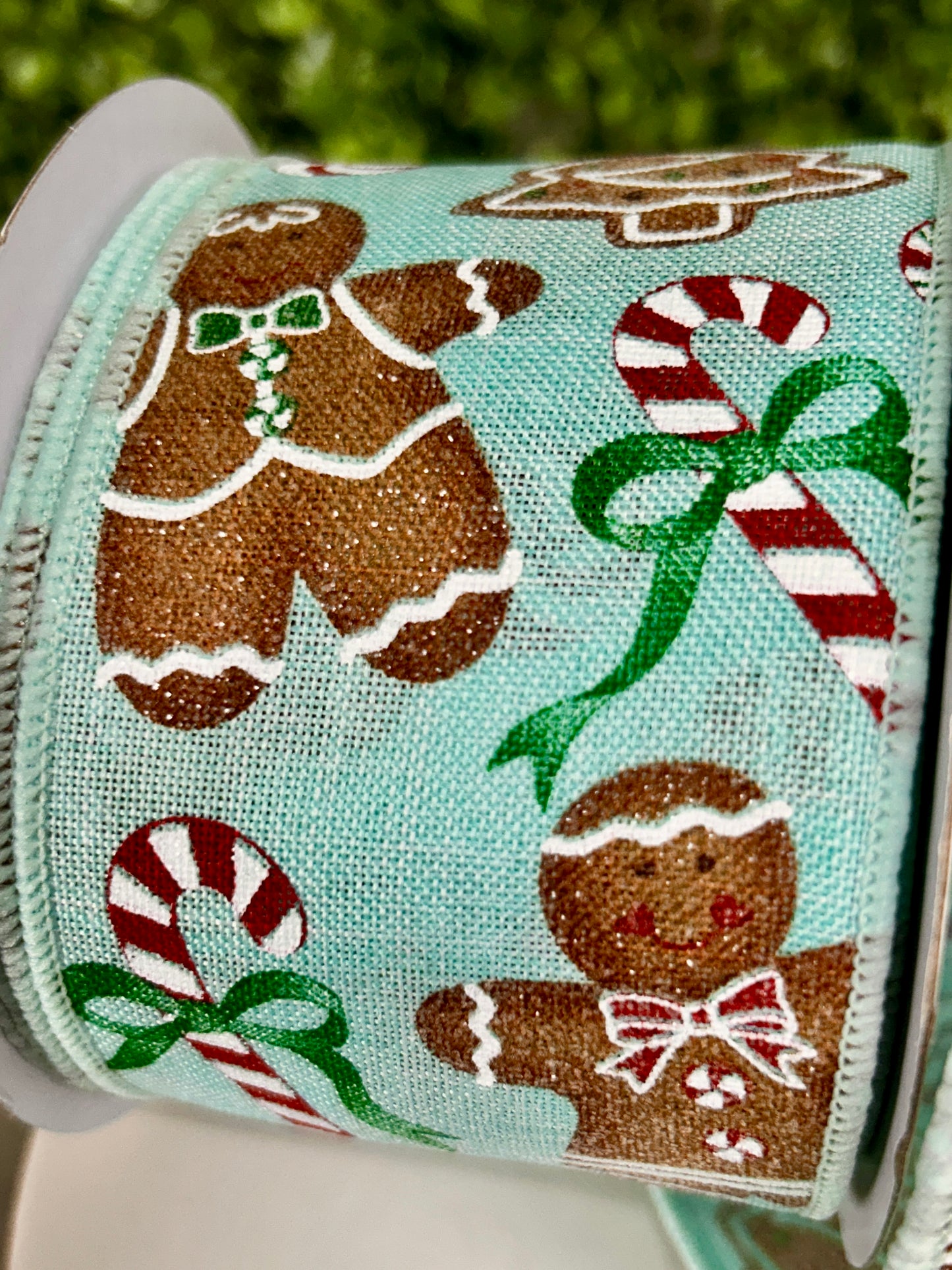 2.5 Inch By 10 Yard Gingerbread With Candy On Royal Ribbon