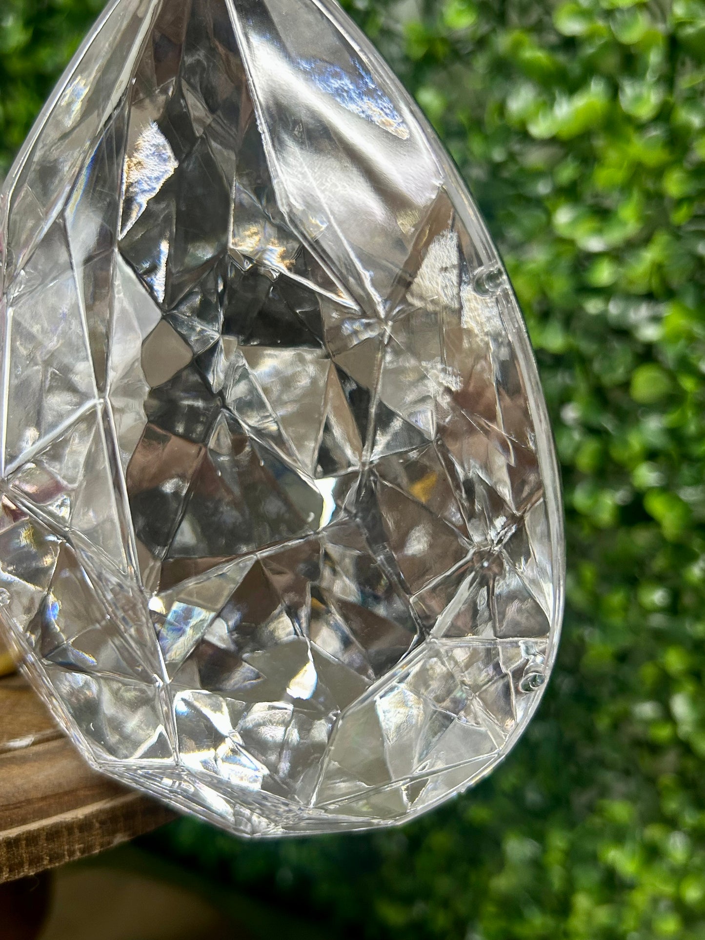 6 Inch Silver Acrylic Rain Drop Diamond Ornament