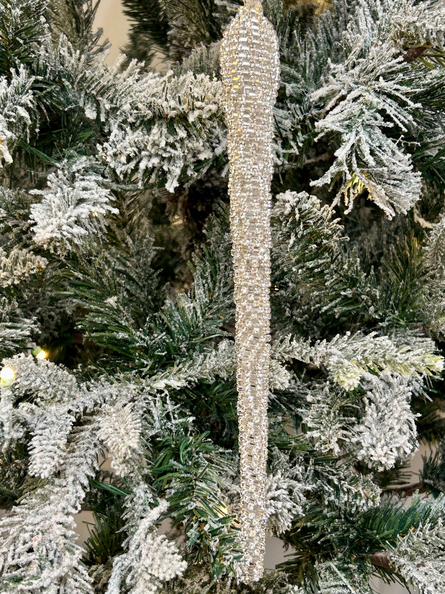 11 Inch Silver Diamond Icicle Ornament