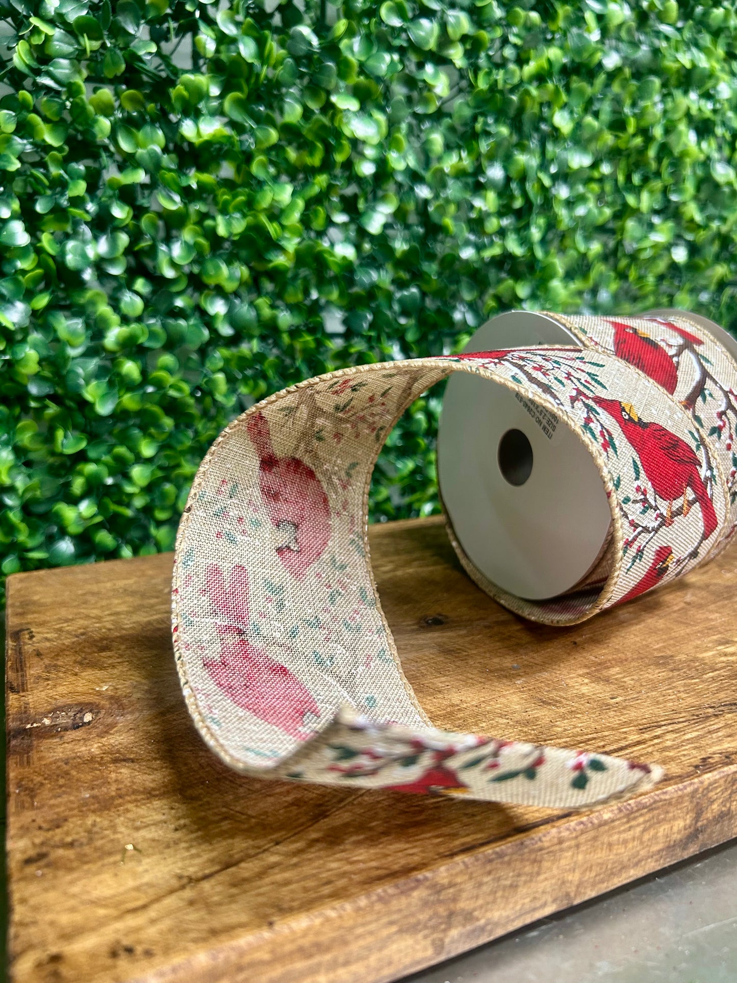 2.5 Inch By 10 Yard Cardinal On A Snowy Branch Ribbon
