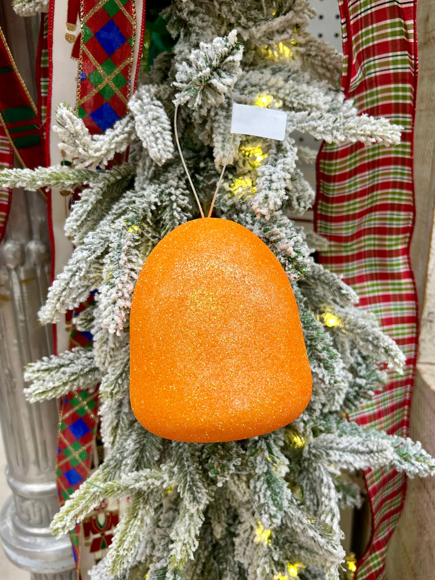 5 Inch Orange Glitter Gumdrop Ornament