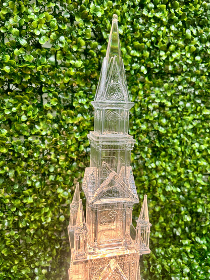 17.25 Inch Clear Acrylic Water Spinning LED Church Snow Globe