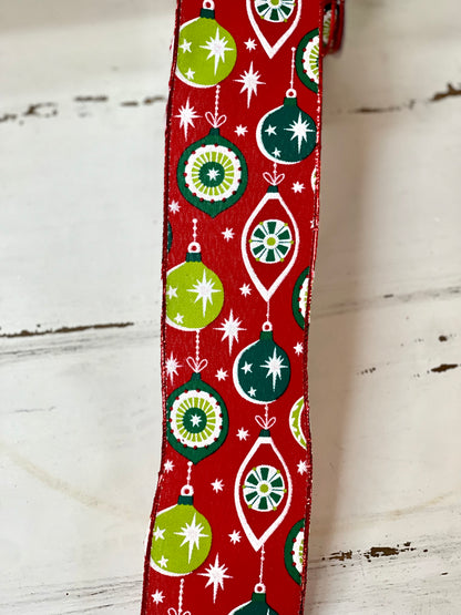 Retro Christmas Ribbon With Red Background