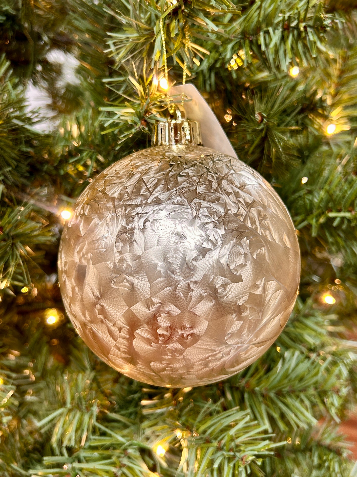 4.75 Inch Champagne Feather Smooth Ball Ornament