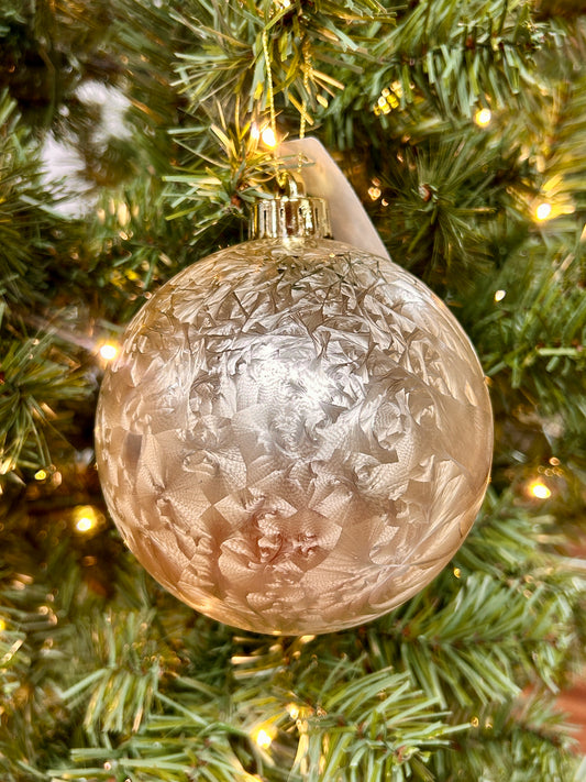 4.75 Inch Champagne Feather Smooth Ball Ornament