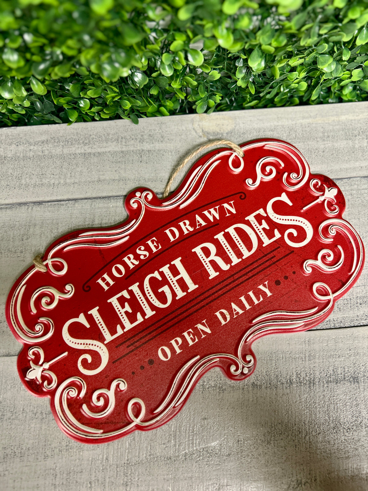 11.5 Inch Horse Sleigh Rides Metal Sign