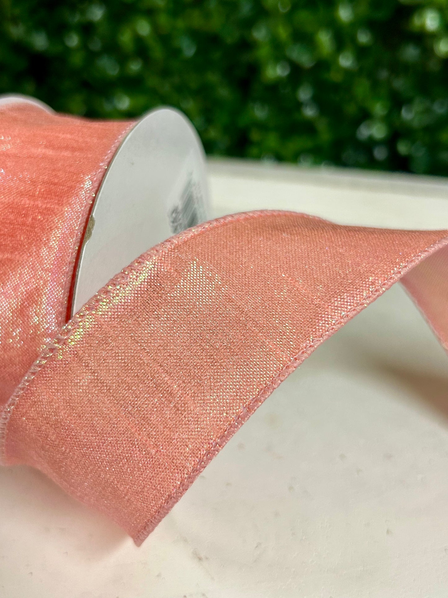 1.5 Inch By 10 Yard Iridescent Peach Dupioni Ribbon