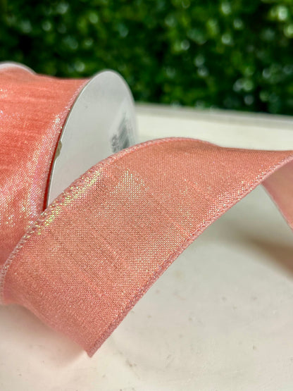 1.5 Inch By 10 Yard Iridescent Peach Dupioni Ribbon