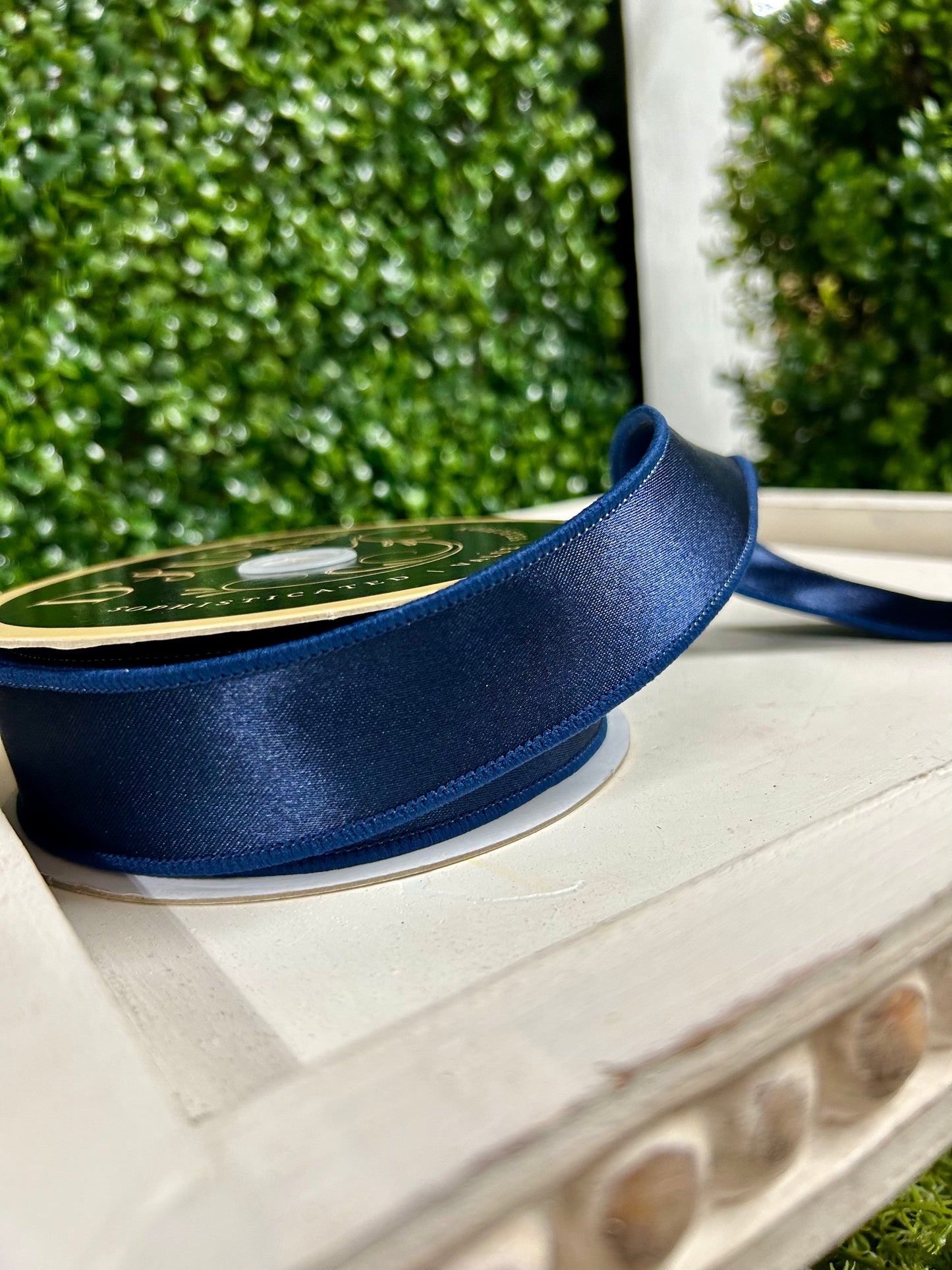 1.5 Inch By 10 Yard Navy Blue Satin Fused Ribbon