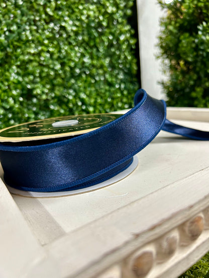 1.5 Inch By 10 Yard Navy Blue Satin Fused Ribbon