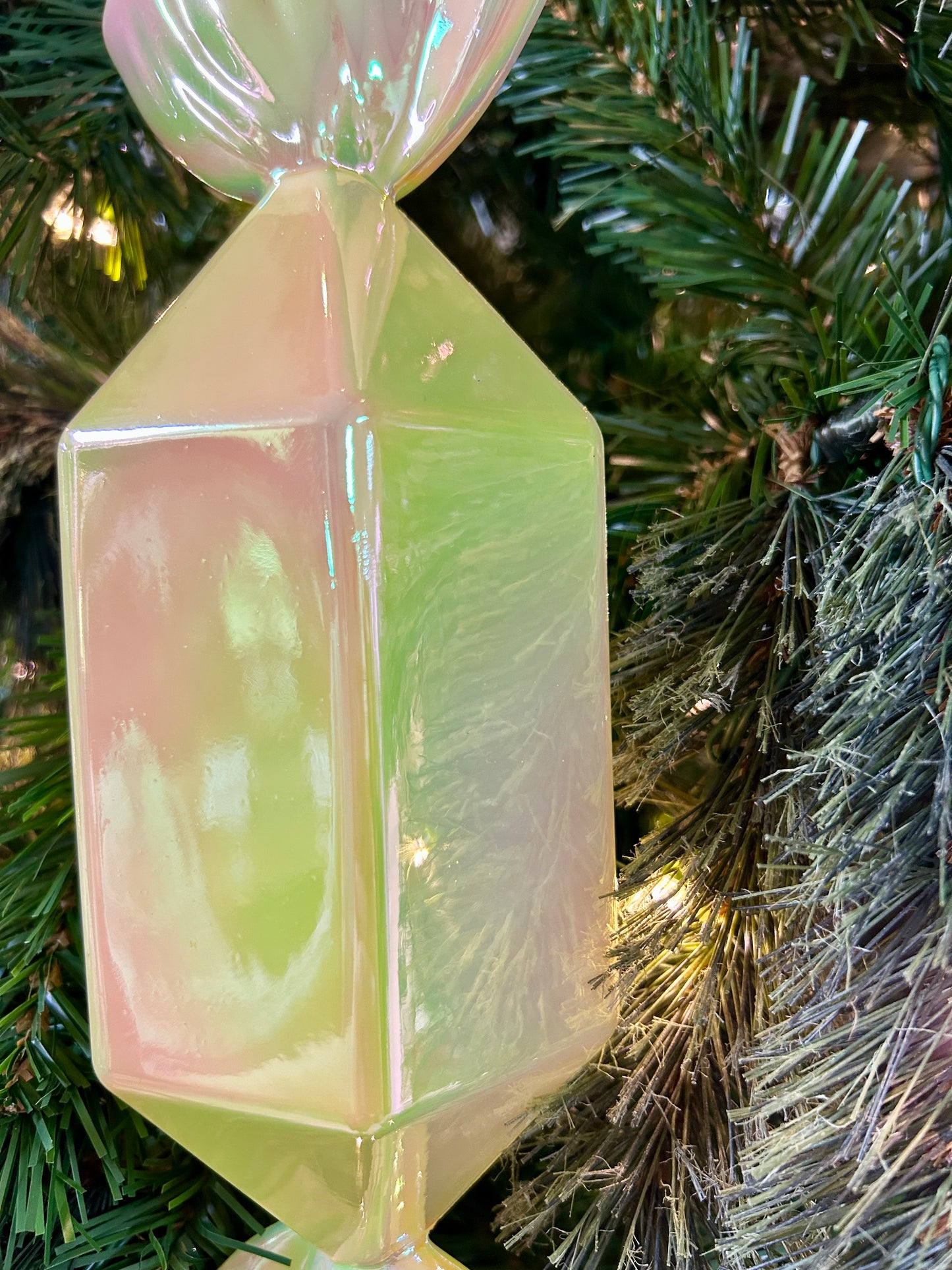 12 Inch Yellow Iridescent Candy Ornament Two Styles